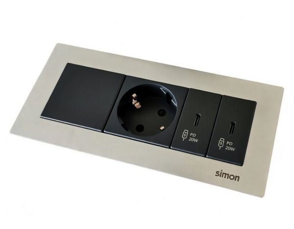 Врізний блок Simon Ofiblock Line 1x230+2xUSB-C 20W 