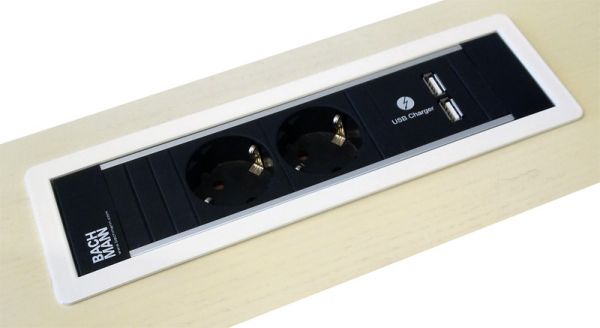 Врезной блок розеток Bachmann Power Frame 2x220+USB-зарядное (Type A+C)