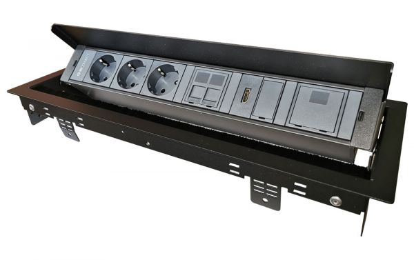 Висувний блок розеток IB Connect Box 3x220+2xRJ45+HDMI