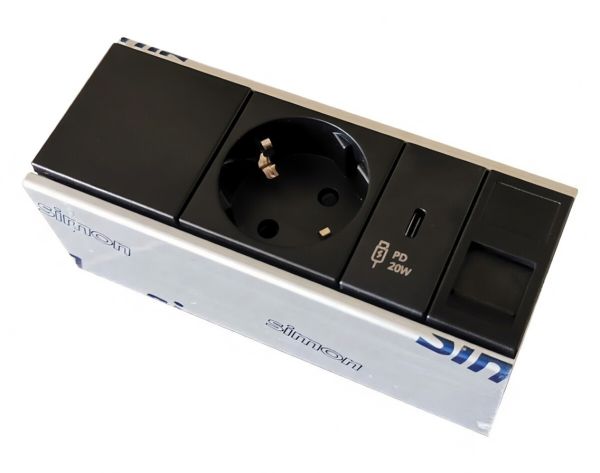 Накладной блок розеток Simon Ofiblock Compact 1x230+USB-C 20W + 1xRJ45  cat5e UTP