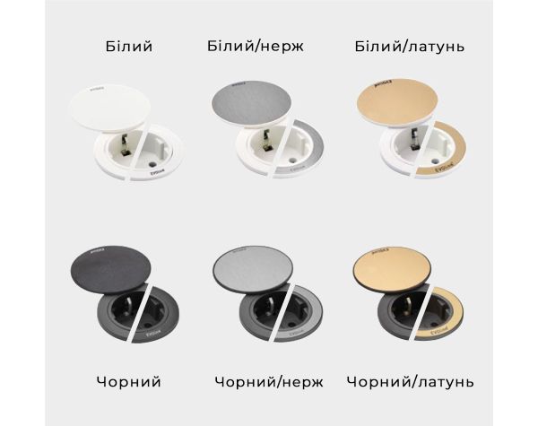 Врізний блок розеток EVOline One 1x230. Під матову латунь