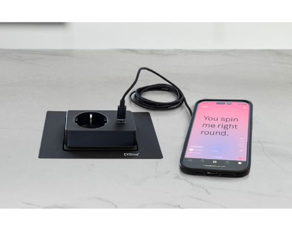 Поворотний блок розеток EVOline Spin 220+USB-C 20Вт