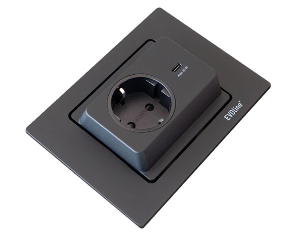 Поворотний блок розеток EVOline Spin 220+USB-C 20Вт