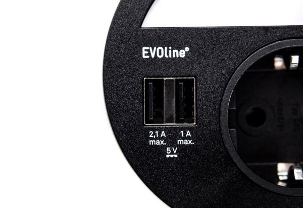 Врезной блок EVOline Circle80 220+2xUSB-зарядное+HDMI