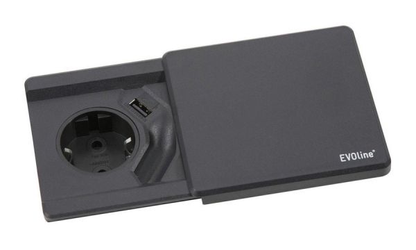 Врізний блок розеток EVOline Square80 220+USB-зарядне. Без зарядки Qi