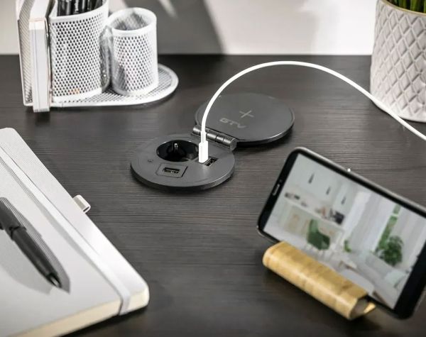 Блок GTV Charger Plus 230+USB-AC + беспроводная Qi + сменные USB-A, RJ45, HDMI