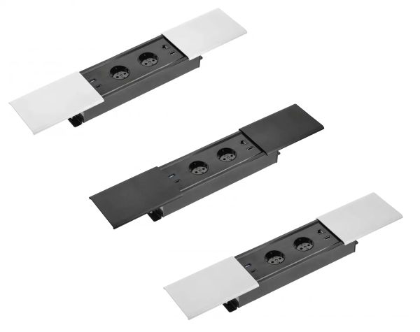 Врізний блок GTV Prestino 2x230+USB-AC+RJ45+HDMI. Кришка-слайдер