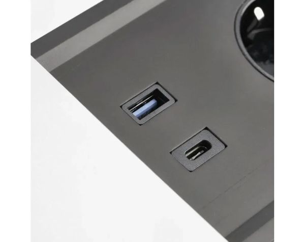 Врезной блок GTV Prestino 2x230 + USB-AC + RJ45 + HDMI. Крышка-слайдер