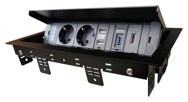 Висувний блок IB Connect Box 2x220+2xUSB-зарядний+HDMI+USB 3.0. Чорний