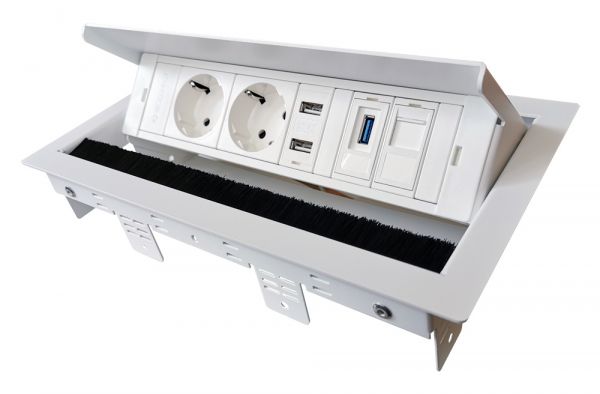 Висувний блок IB Connect Box 2x220+2xUSB-зарядне+USB 3.0+RJ45. Білий корпус