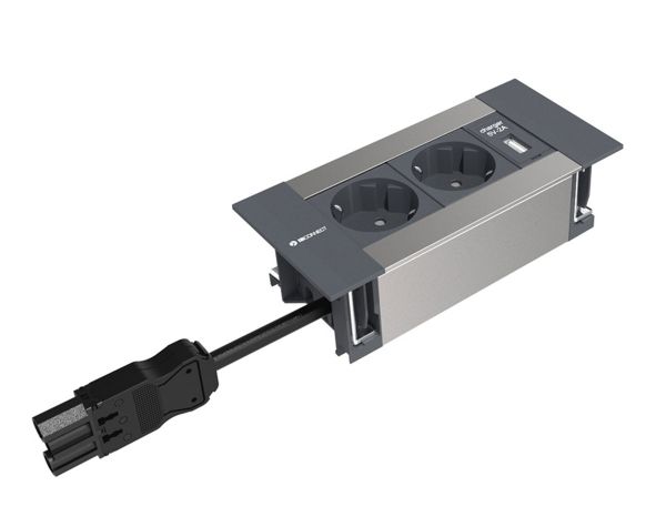 Врізний блок розеток IB Connect Intro 2x230+USB-A зарядне