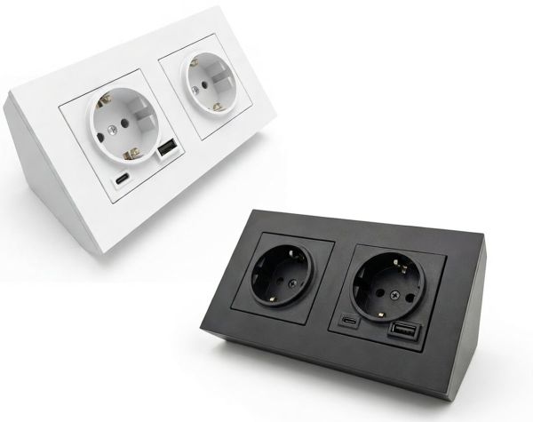 Кутова розетка Simon 55 CornerBox 2x230+USB-AC зарядне