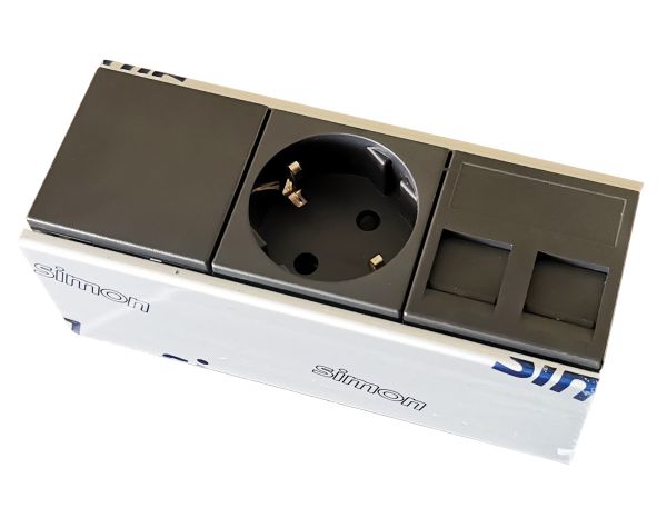 Блок розеток накладной Simon Ofiblock Compact 1x220+2xRJ45