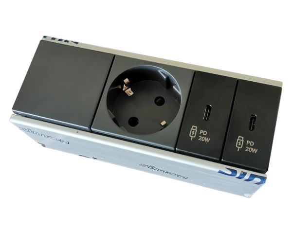 Накладной блок розеток Simon Ofiblock Compact 1x220+2xUSB-C 20W