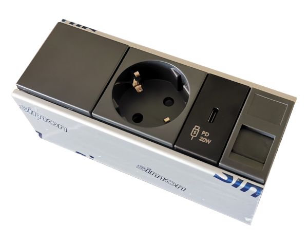 Накладной блок розеток Simon Ofiblock Compact 1x220+USB-C 20W + 1xRJ45