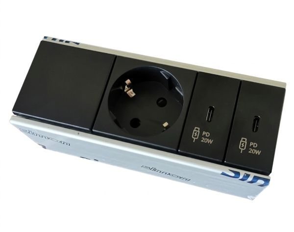 Накладной блок розеток Simon Ofiblock Compact 1x230+2xUSB-C 20W