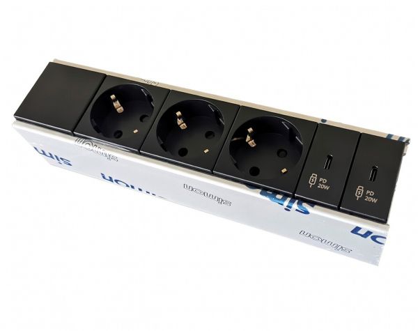 Накладной блок Simon Ofiblock Compact 3x230+2xUSB-C 20W