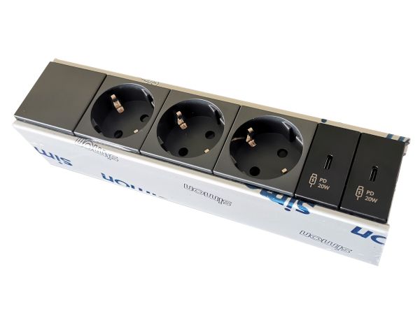 Накладной блок Simon Ofiblock Compact 3x220+2xUSB-C 20W