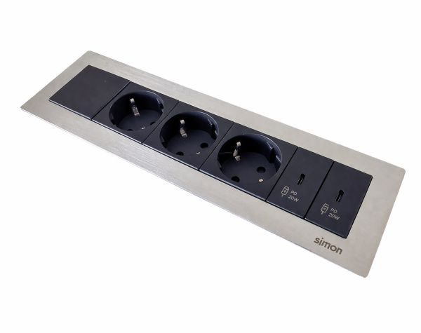 Врізний блок Simon Ofiblock Line 3x230+2xUSB-C 20W 