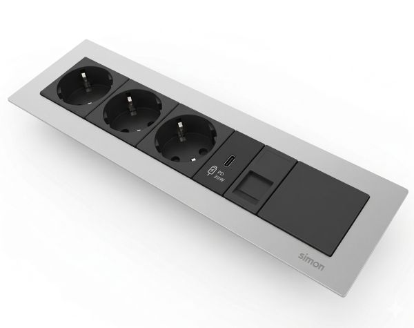 Врізний блок Simon Ofiblock Line 3x230+USB-C 20W +1xRJ45