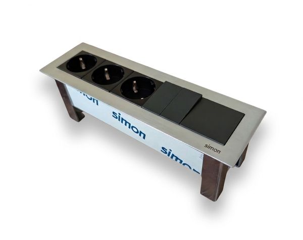 Врізний блок Simon Ofiblock Line 3x230+2-клавішний вимикач