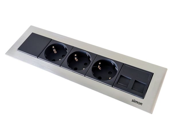 Врезной блок Simon Ofiblock Line 3x220+2xRJ45
