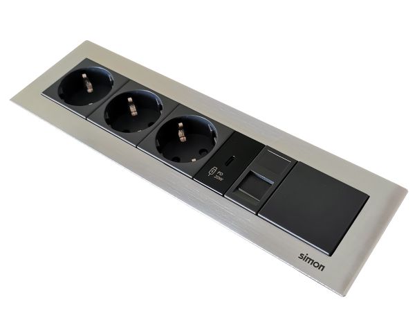 Врезной блок Simon Ofiblock Line 3x220+USB-C 20W+1xRJ45