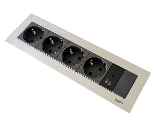 Врезной блок Simon Ofiblock Line 4x220+USB-C 20W